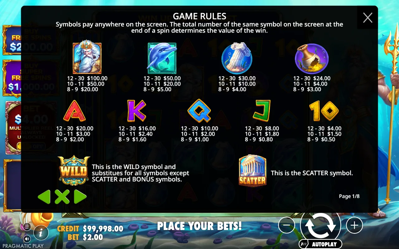 Game rules, page 1 — Waves of Poseidon
