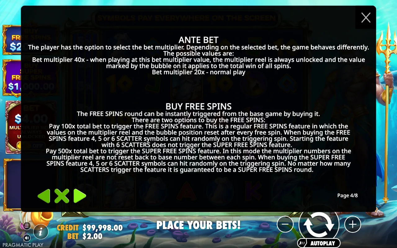 Ante bet — Waves of Poseidon