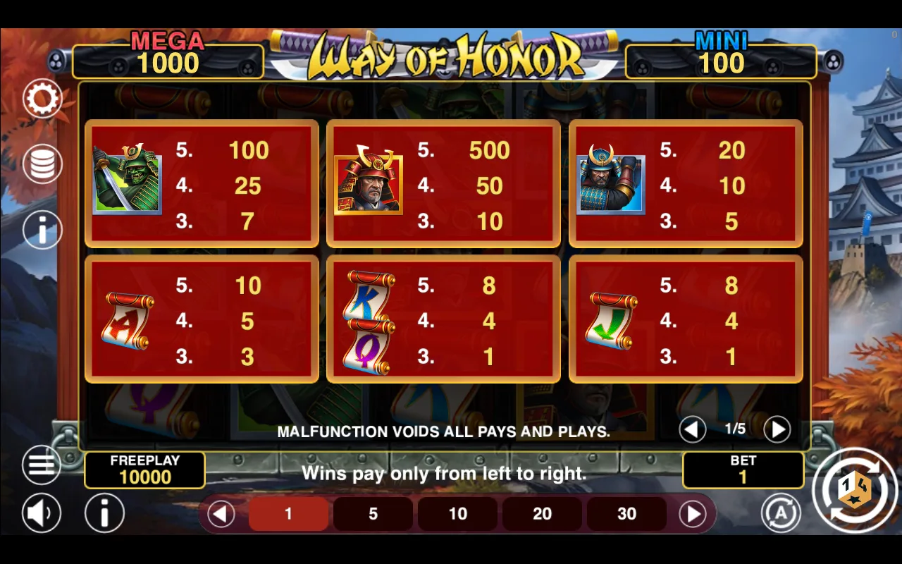 Game rules, page 1 — Way of Honor Hold And Win
