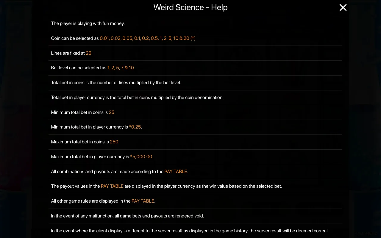 Game rules, page 1 — Weird Science