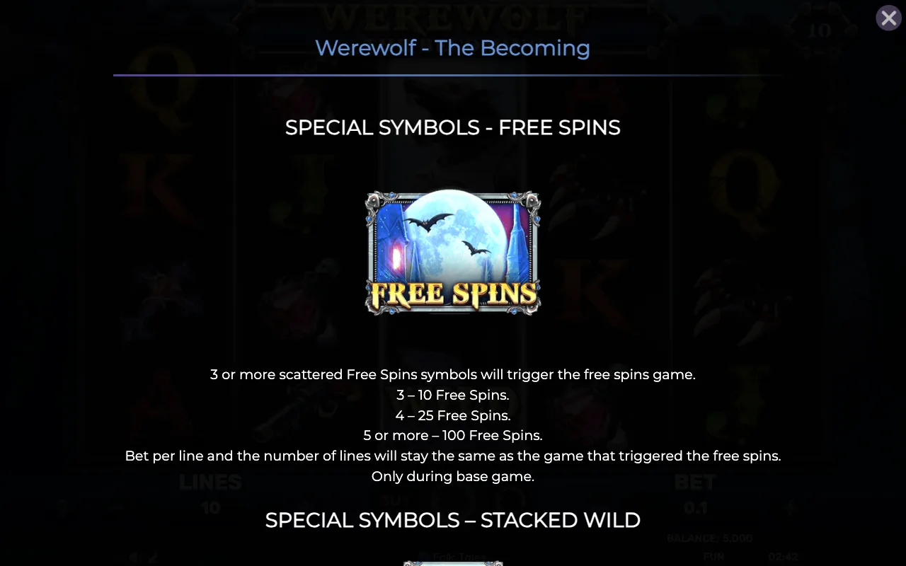 Special symbols - free spins — Werewolf The Becoming