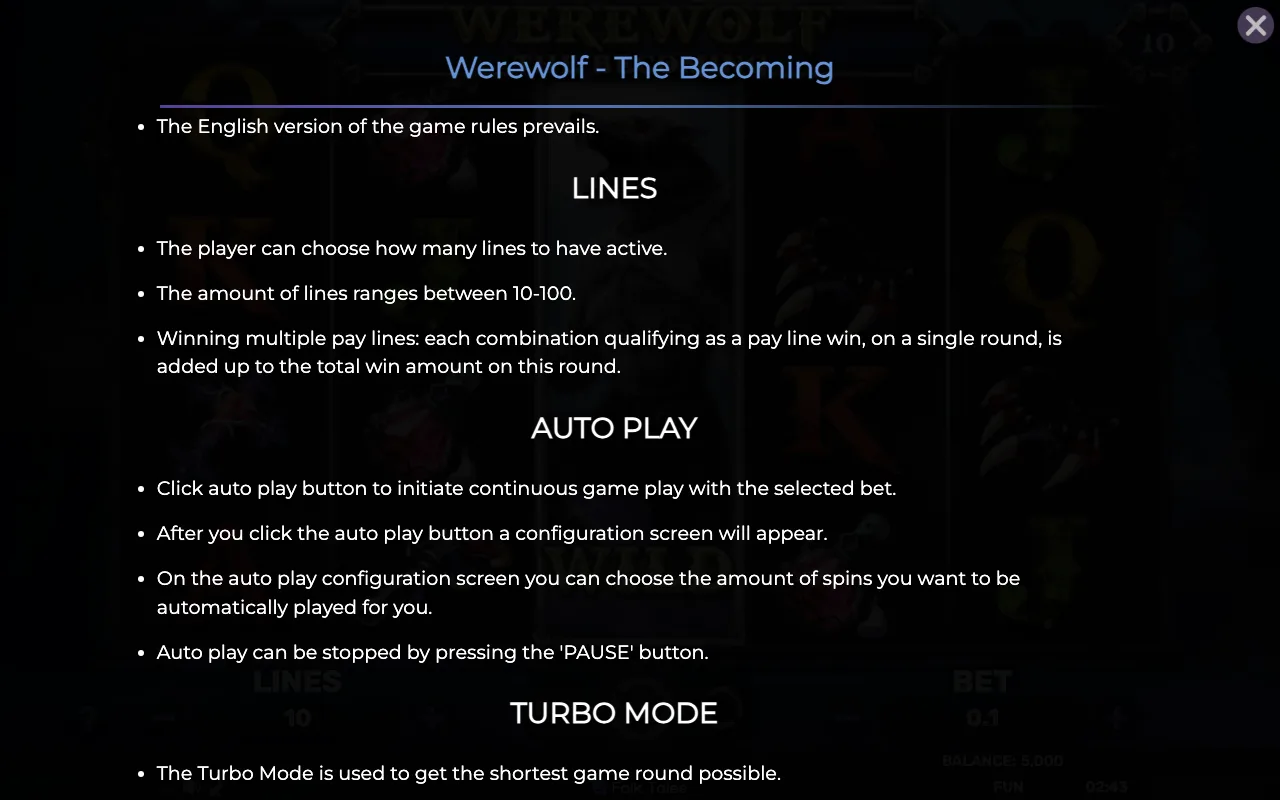 Lines — Werewolf The Becoming