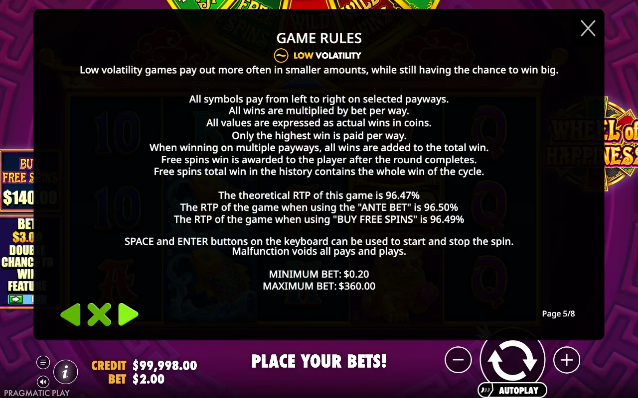 Game rules — Wheel of Happiness