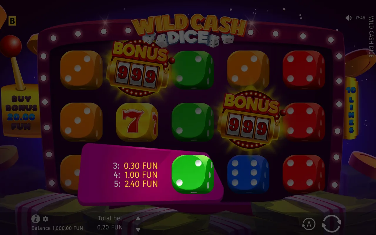 The base game — Wild Cash Dice
