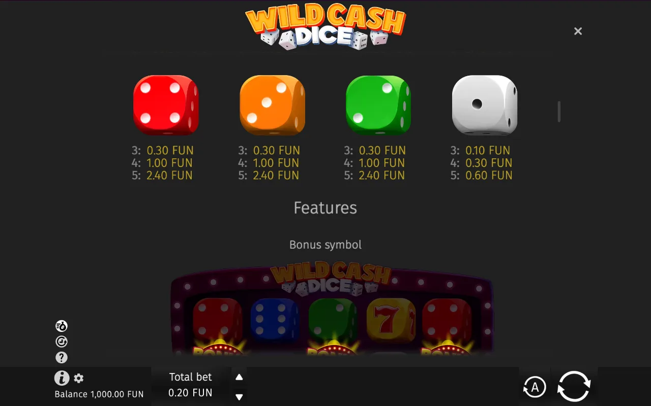 Game rules, page 2 — Wild Cash Dice