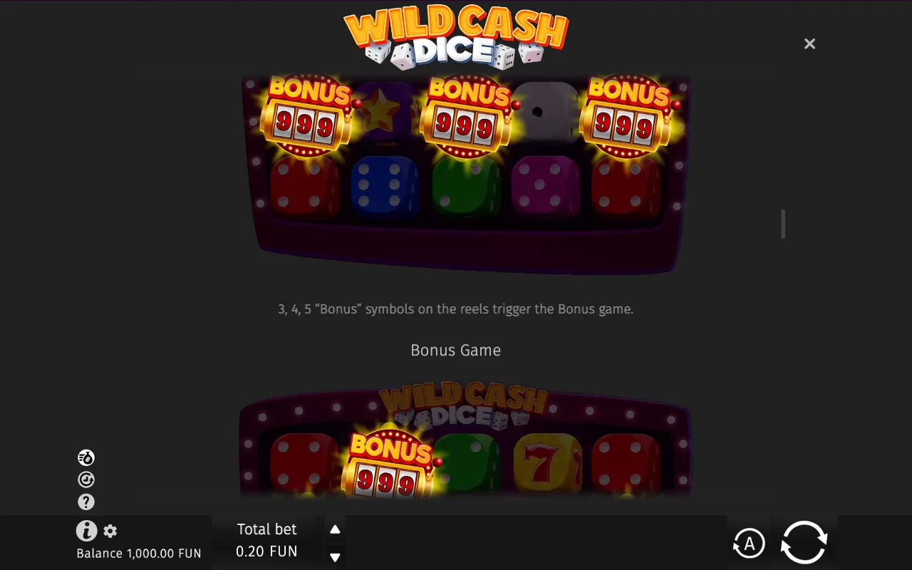 Game rules, page 3 — Wild Cash Dice