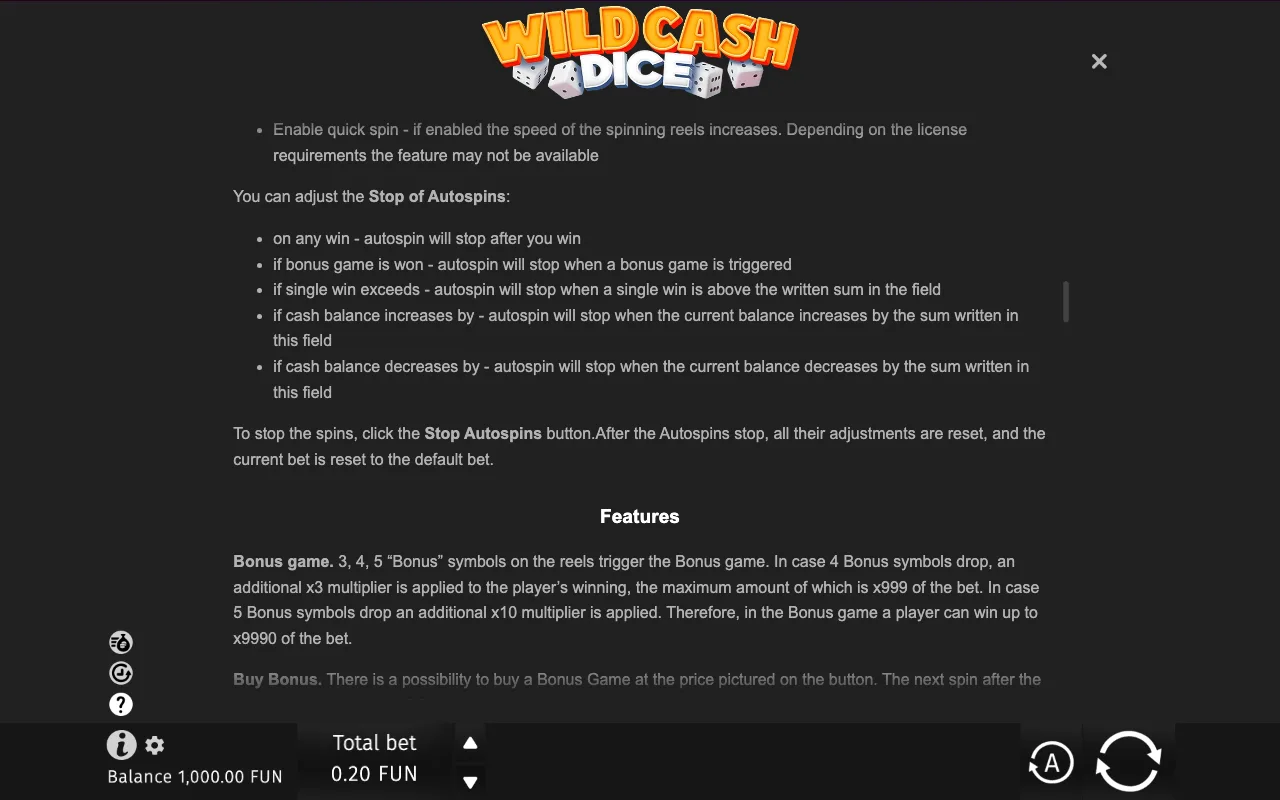 Game rules, page 7 — Wild Cash Dice