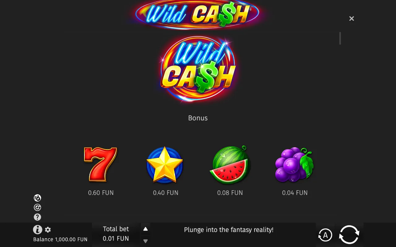 Game rules, page 1 — Wild Cash