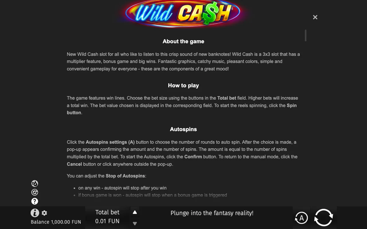 Game rules, page 6 — Wild Cash