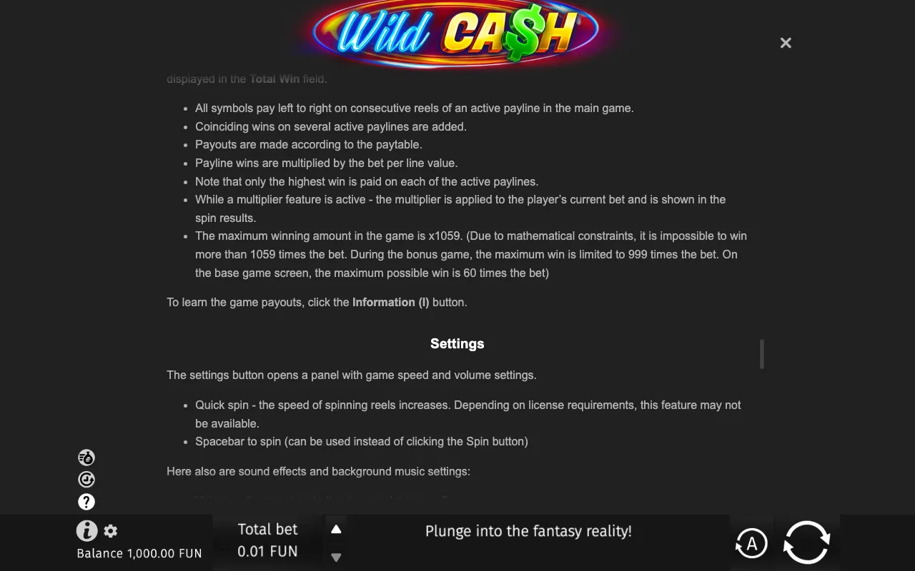 Game rules, page 8 — Wild Cash