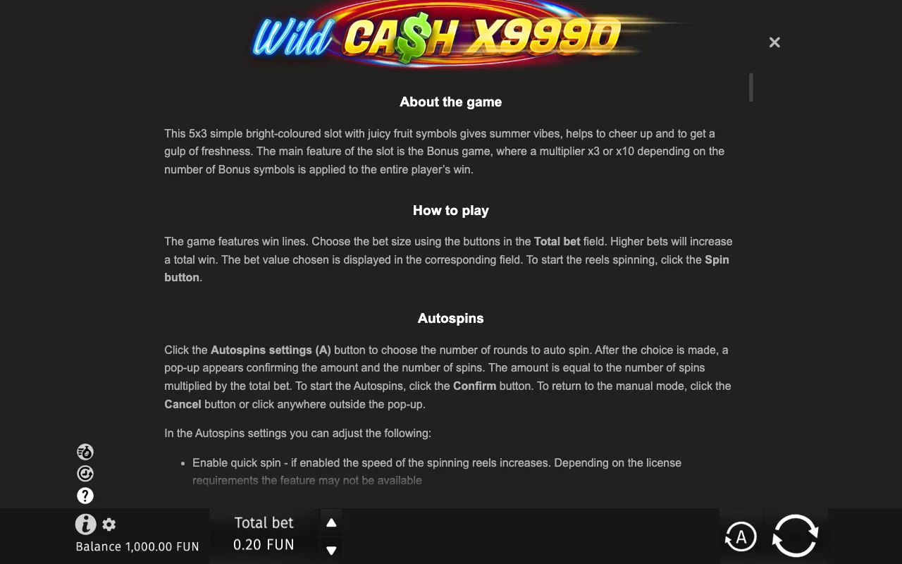 Game rules, page 6 — Wild Cash X9990