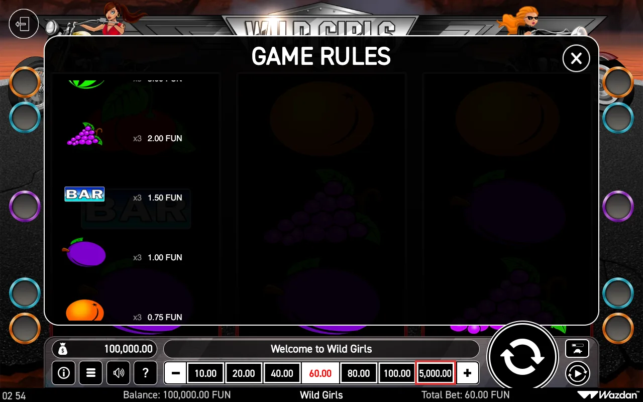 Game rules — Wild Girls