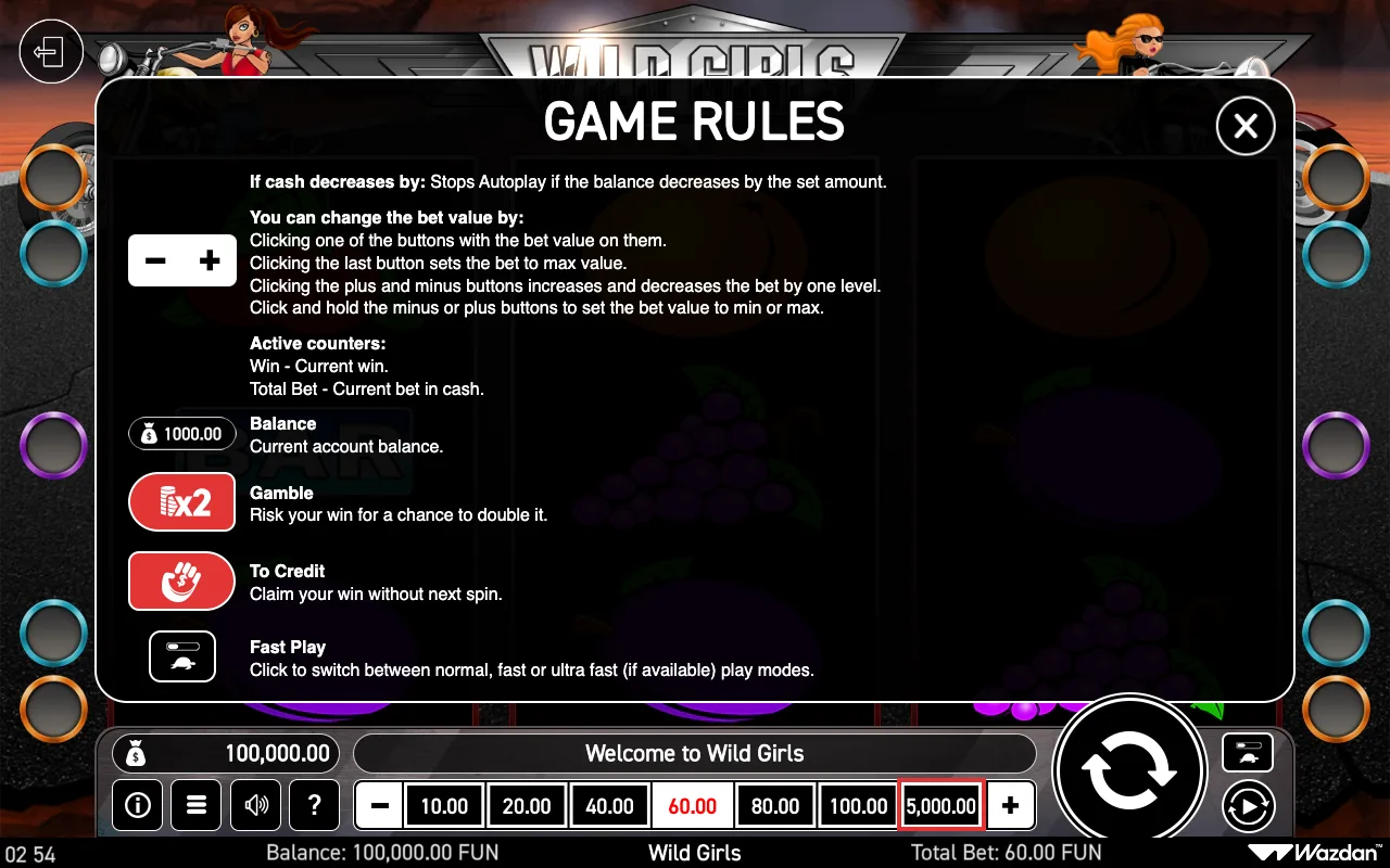 Game rules, page 5 — Wild Girls