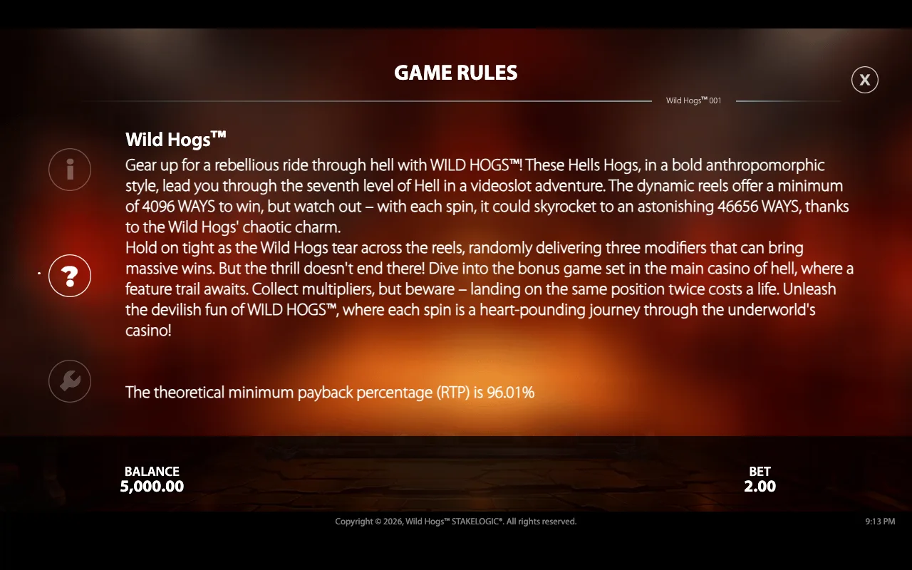 Game rules — Wild Hogs