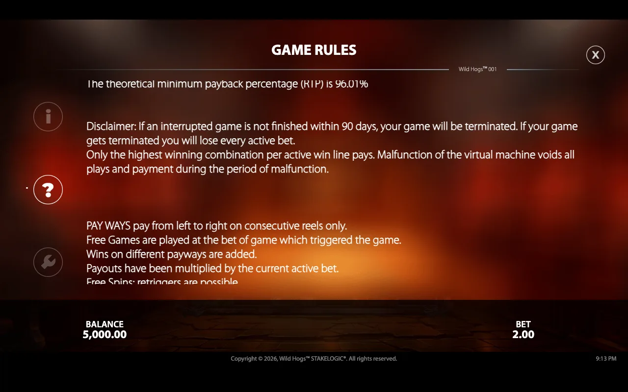 Game rules — Wild Hogs