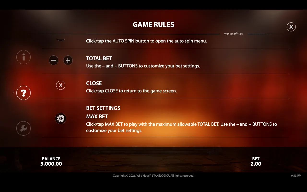 Game rules — Wild Hogs