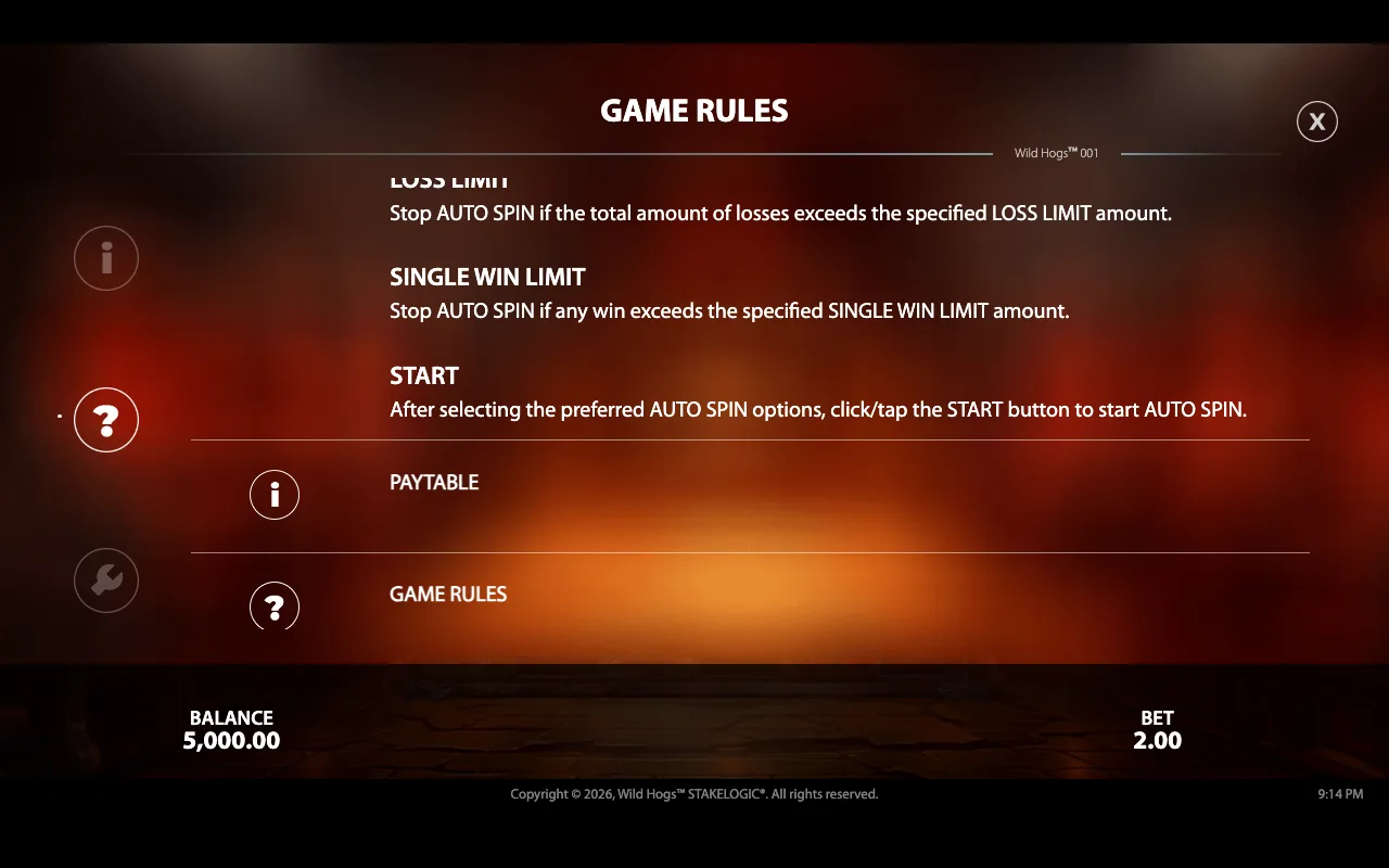 Game rules — Wild Hogs
