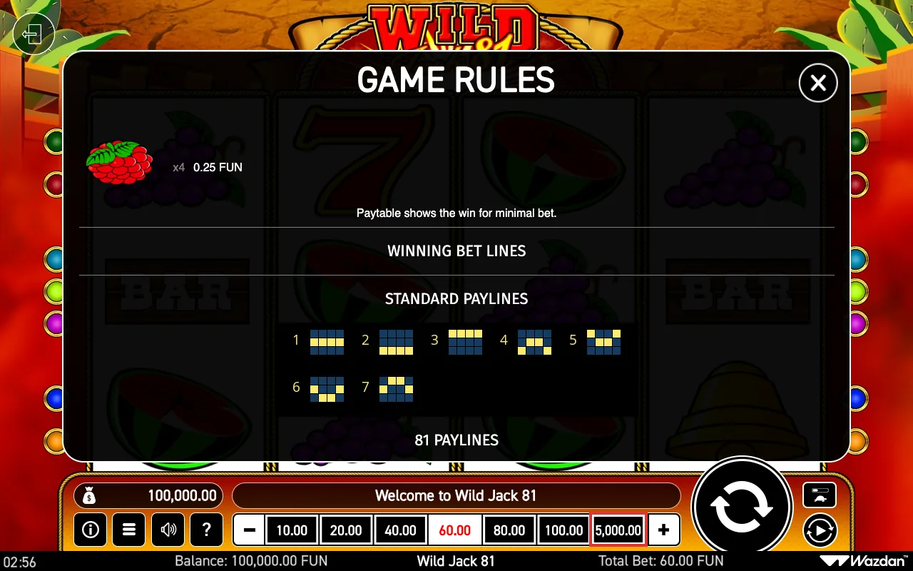 Game rules — Wild Jack 81