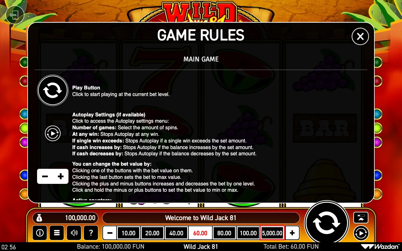 Game rules, page 5 — Wild Jack 81
