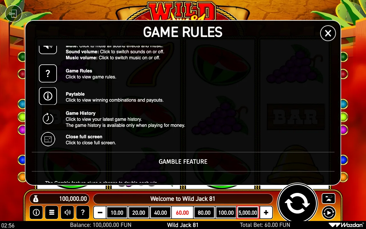 Game rules, page 6 — Wild Jack 81