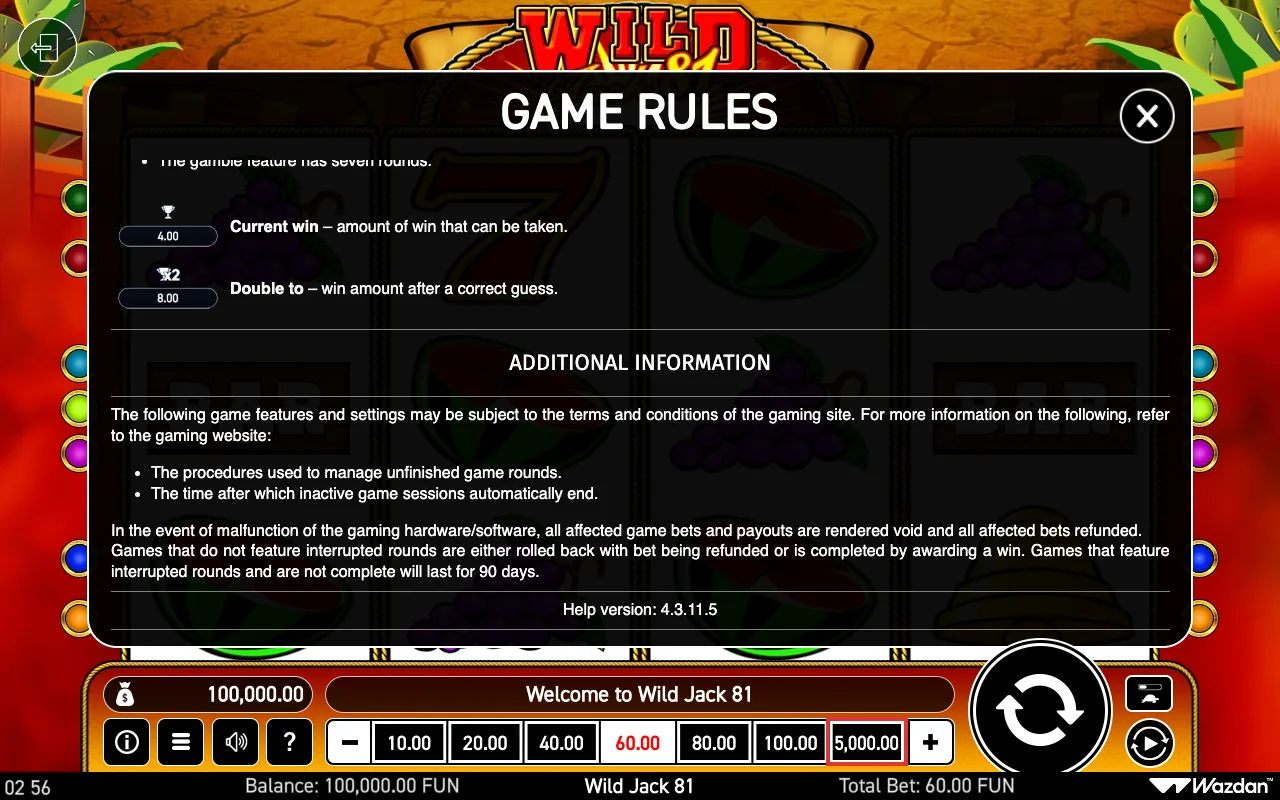 Game rules, page 7 — Wild Jack 81