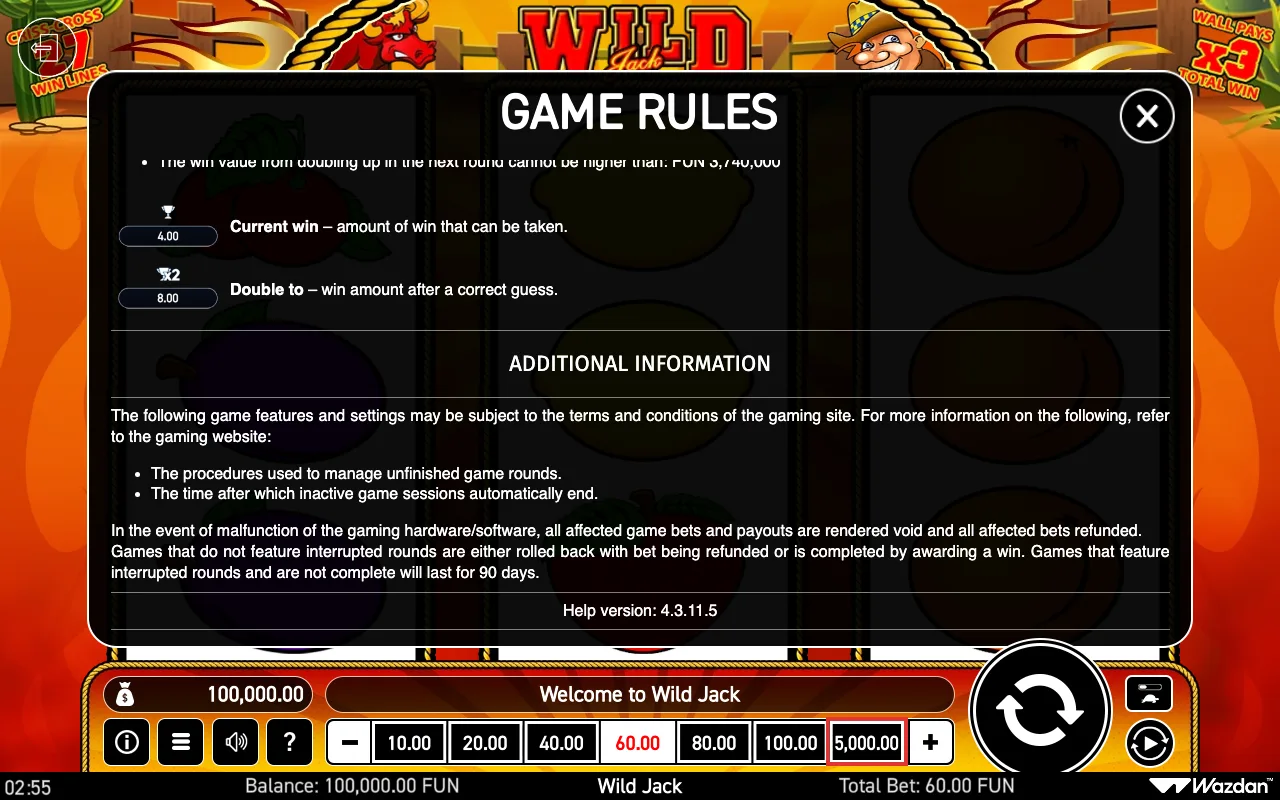 Game rules, page 7 — Wild Jack
