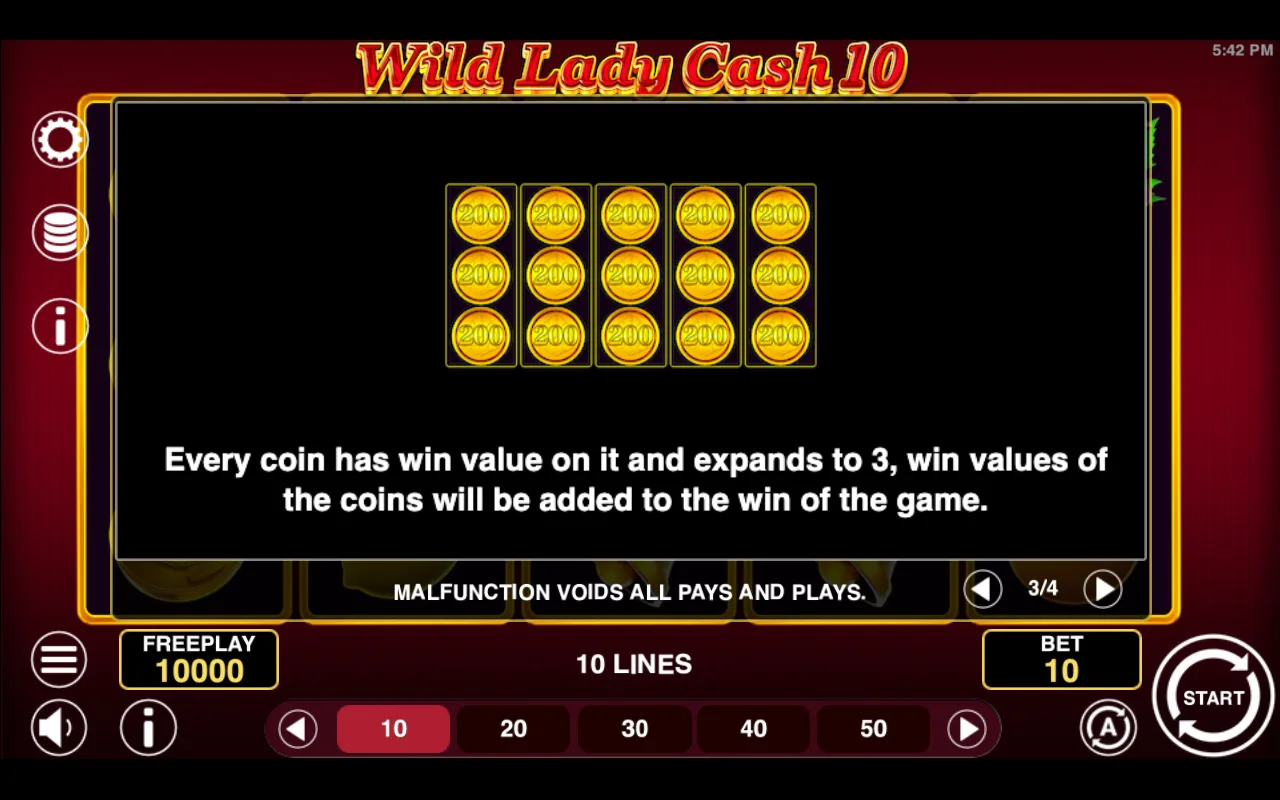 Game rules, page 3 — Wild Lady Cash 10