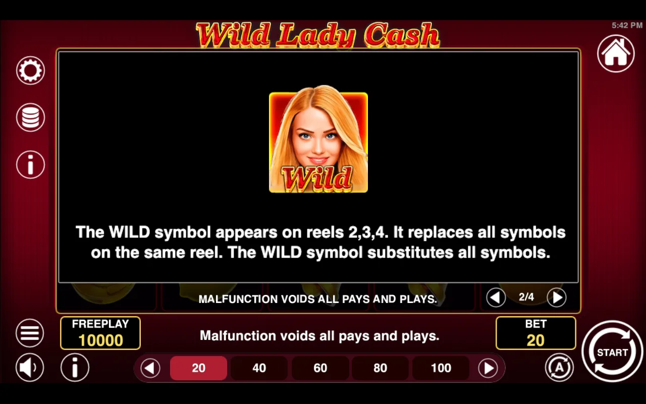 Game rules, page 2 — Wild Lady Cash
