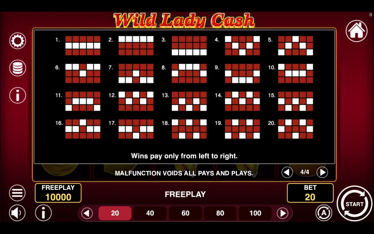 Game rules, page 4 — Wild Lady Cash