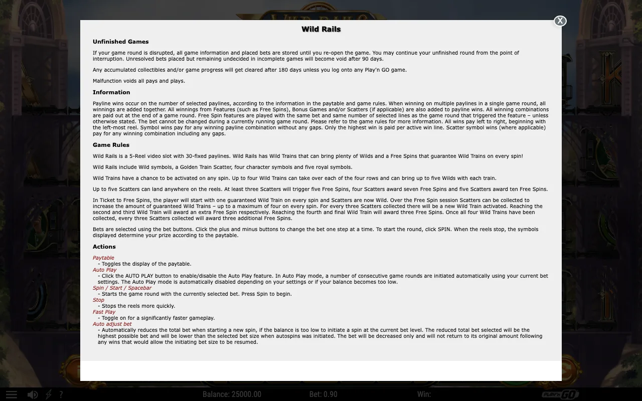 Game rules, page 1 — Wild Rails