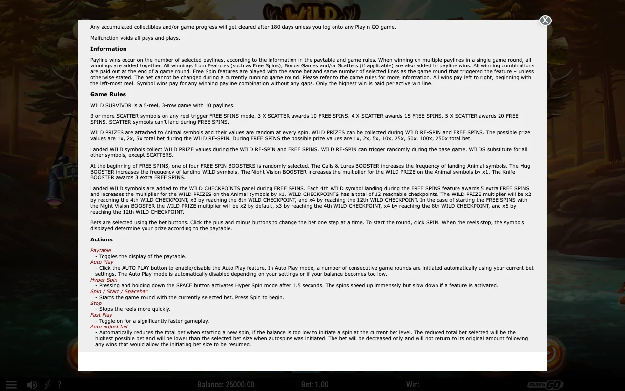 Game rules, page 2 — Wild Survivor