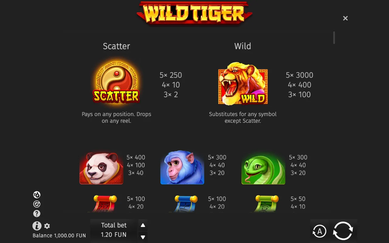 Game rules, page 1 — Wild Tiger