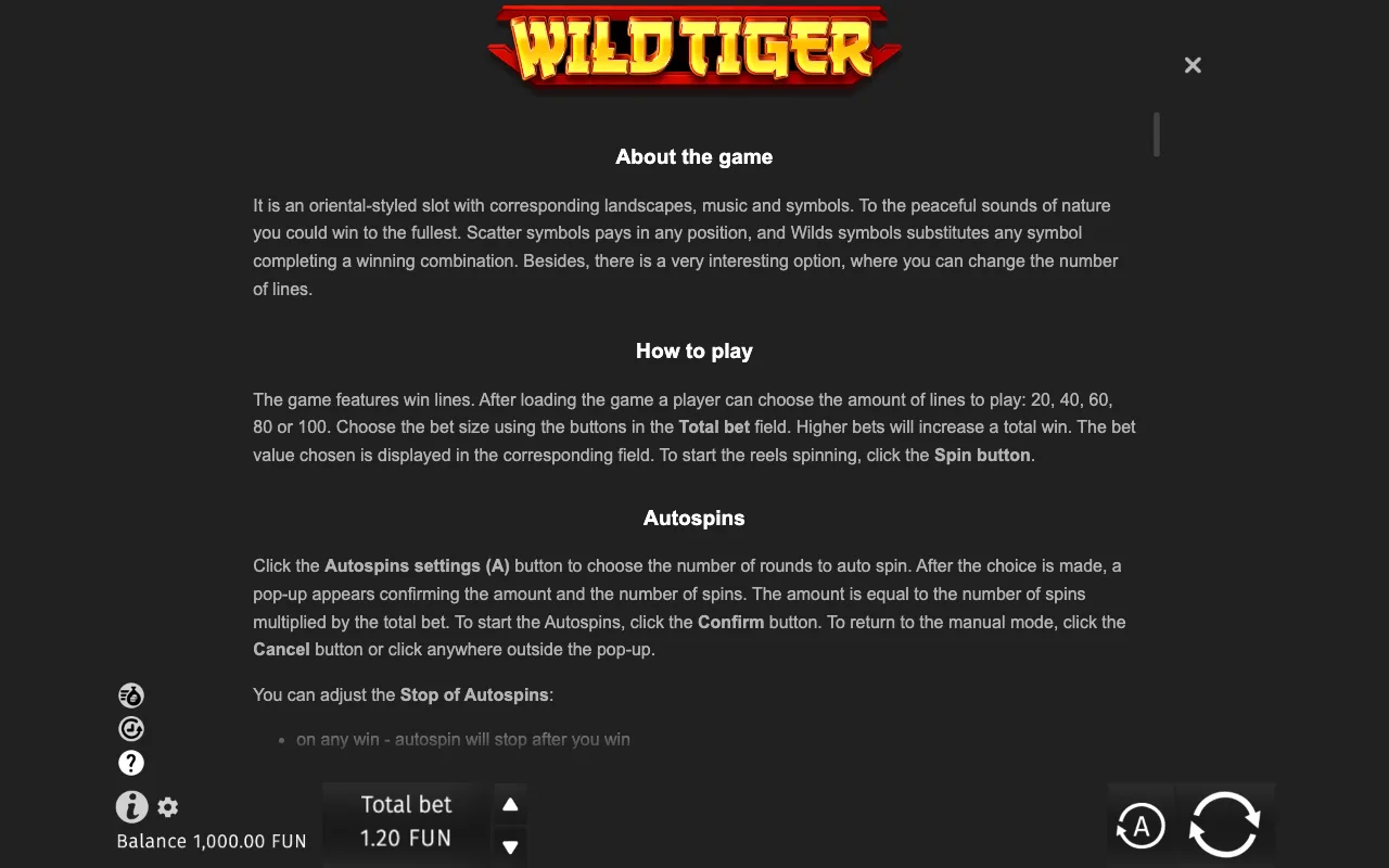 Game rules, page 6 — Wild Tiger