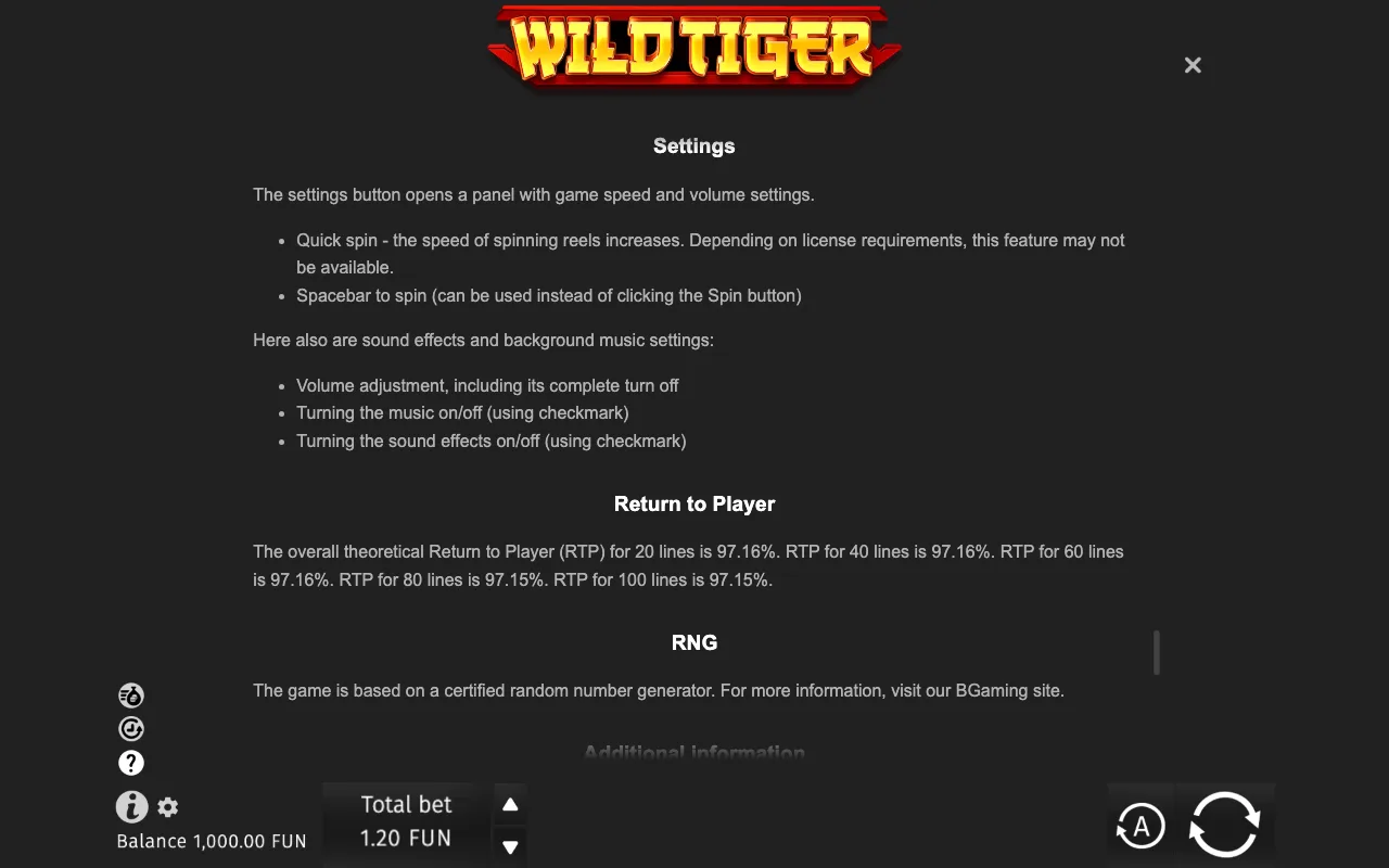 Game rules, page 9 — Wild Tiger