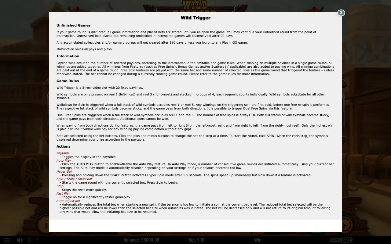 Game rules, page 1 — Wild Trigger