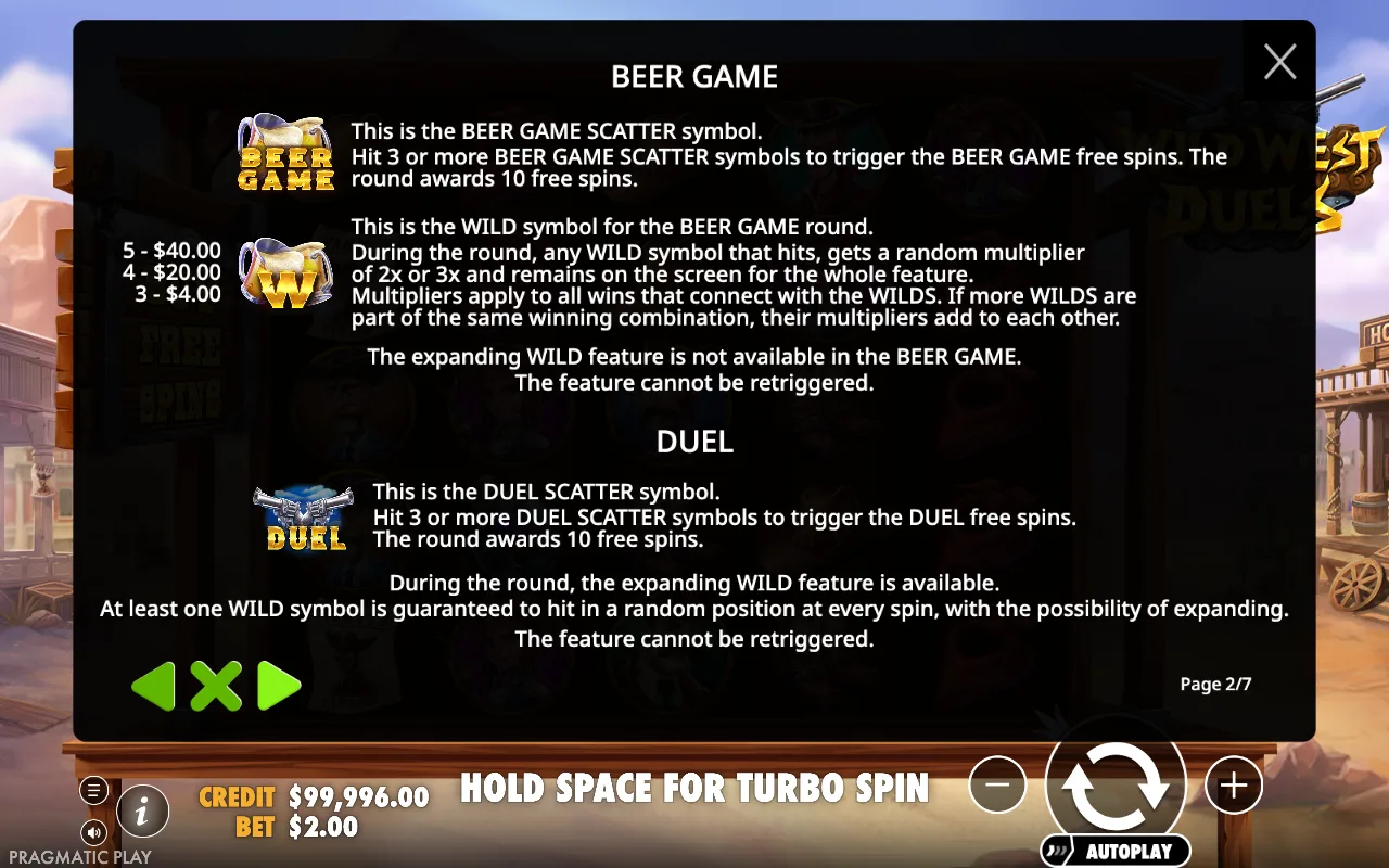 Game rules, page 2 — Wild West Duels