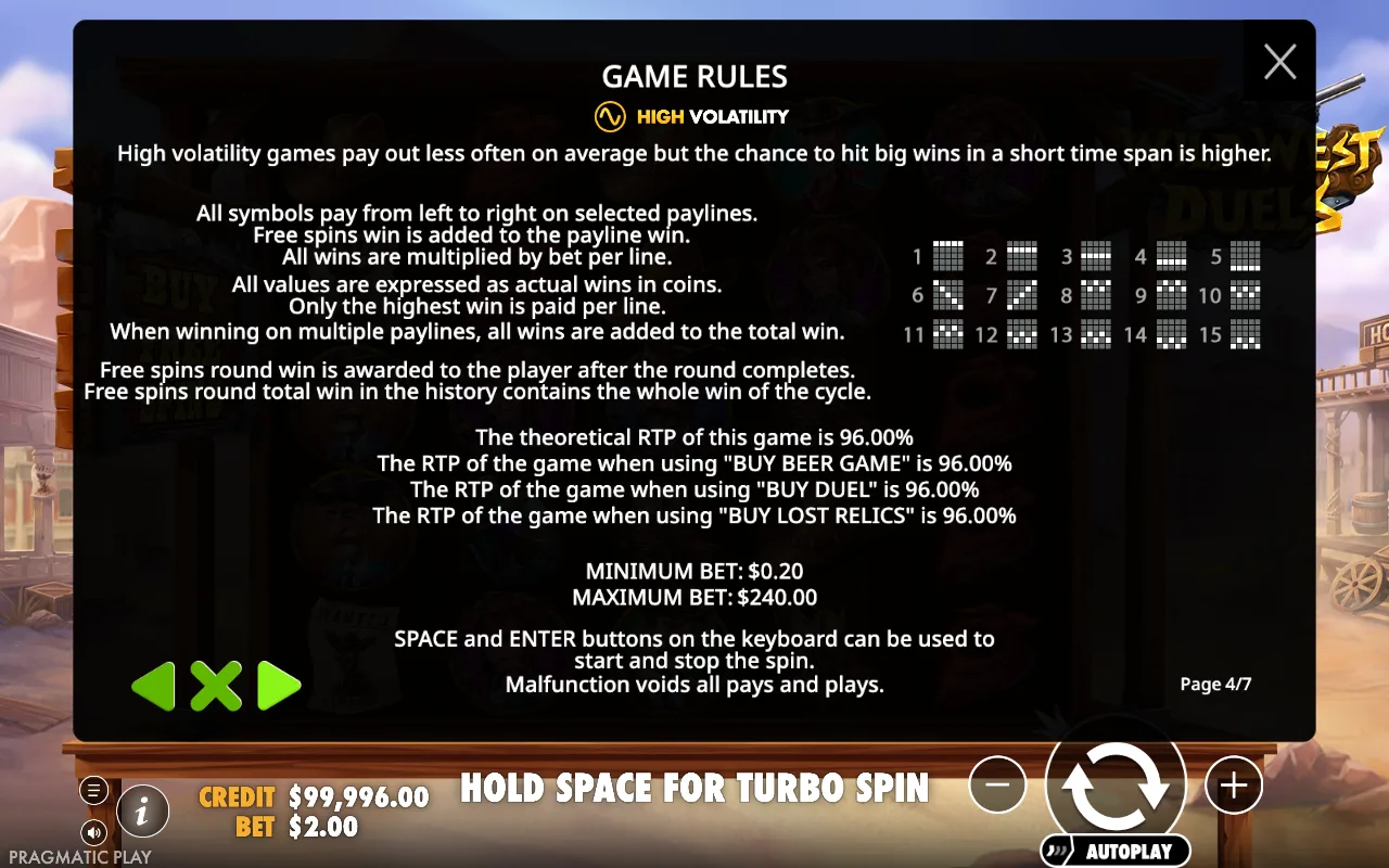 Game rules — Wild West Duels