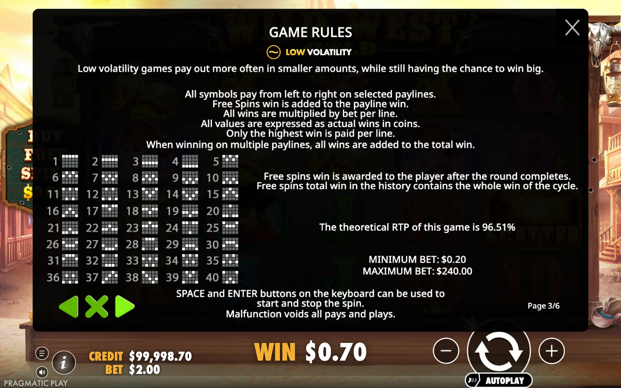 Game rules, page 3 — Wild West Gold