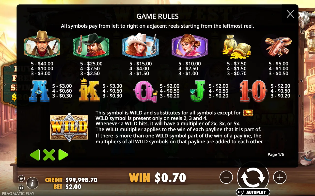 Game rules, page 7 — Wild West Gold