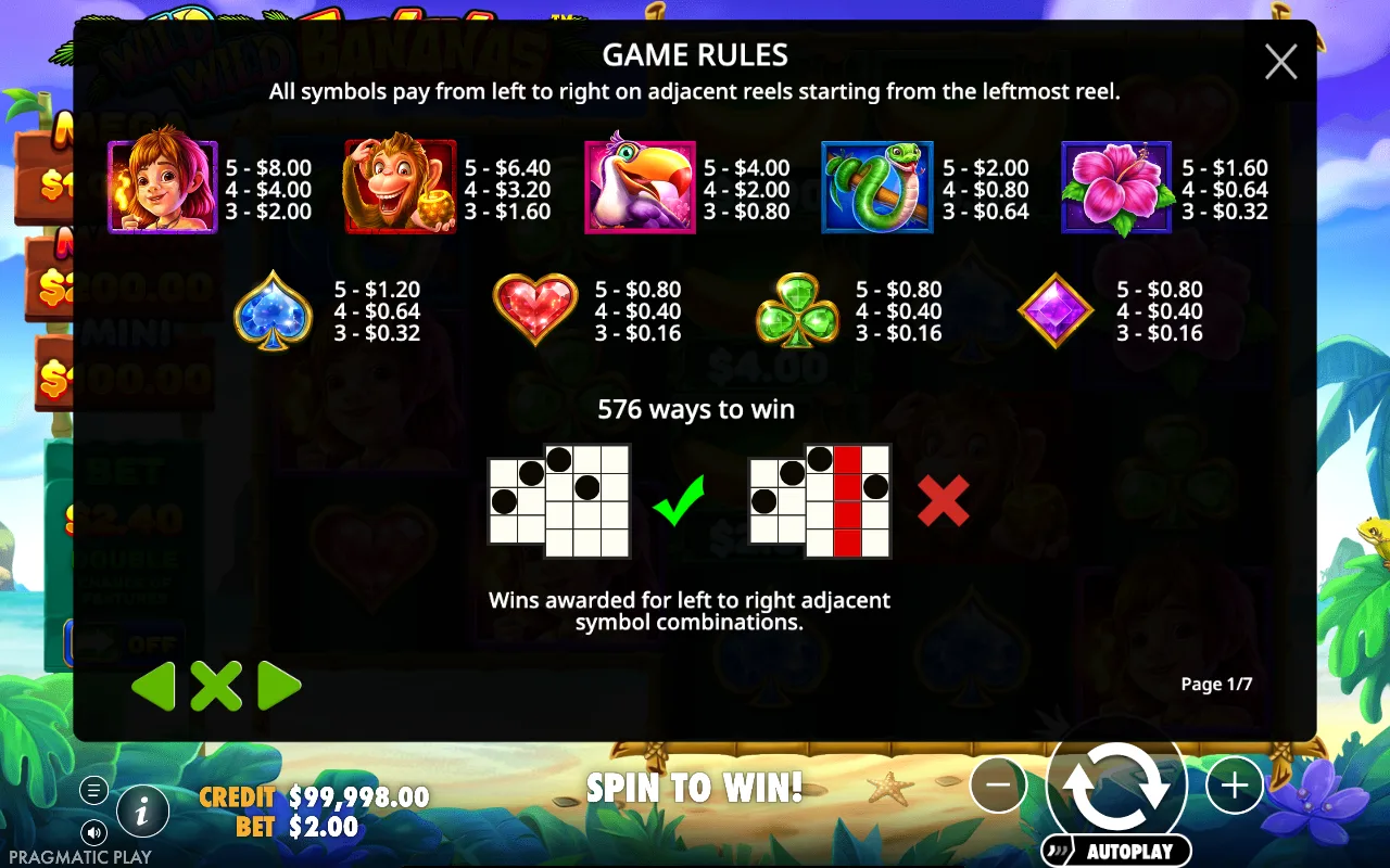 Game rules, page 1 — Wild Wild Bananas