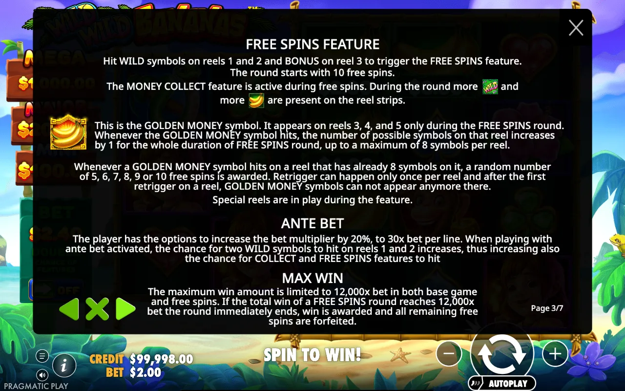 Free spins feature — Wild Wild Bananas