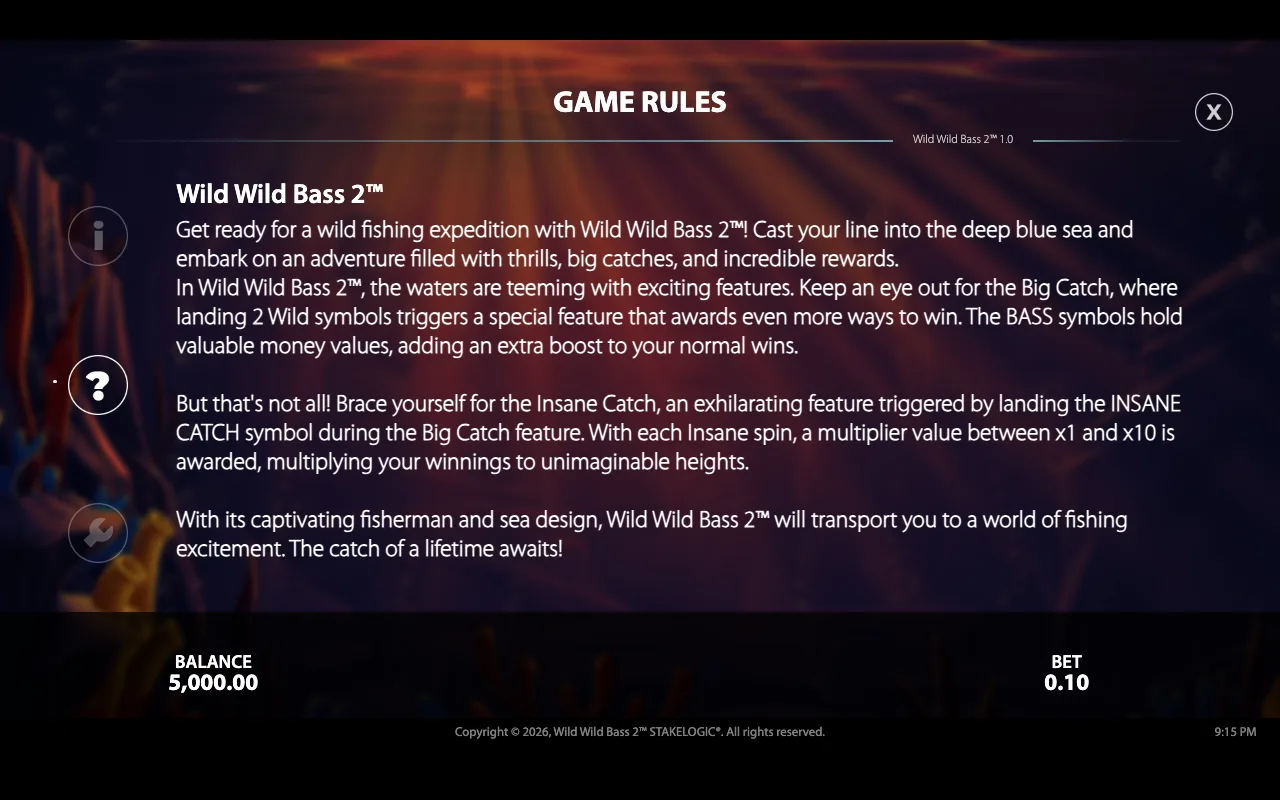Game rules — Wild Wild Bass 2