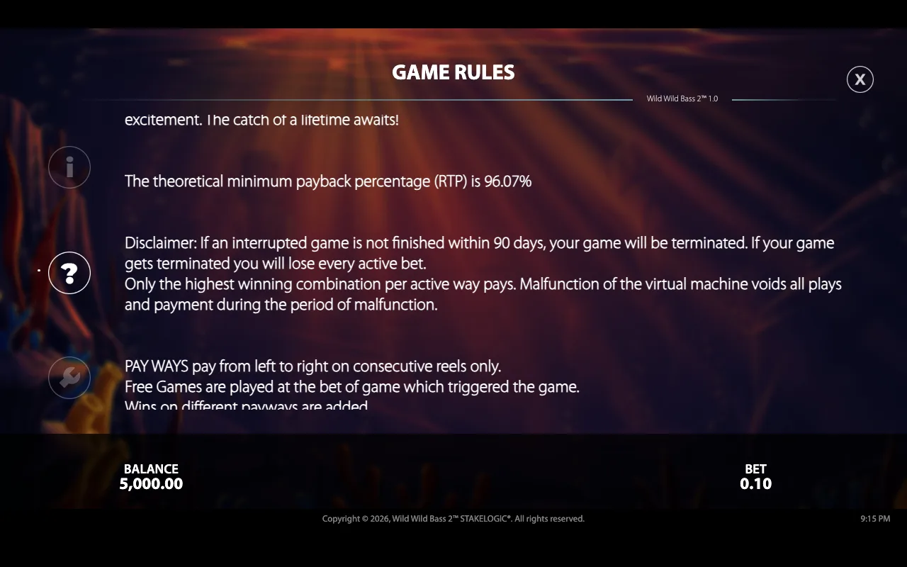 Game rules — Wild Wild Bass 2