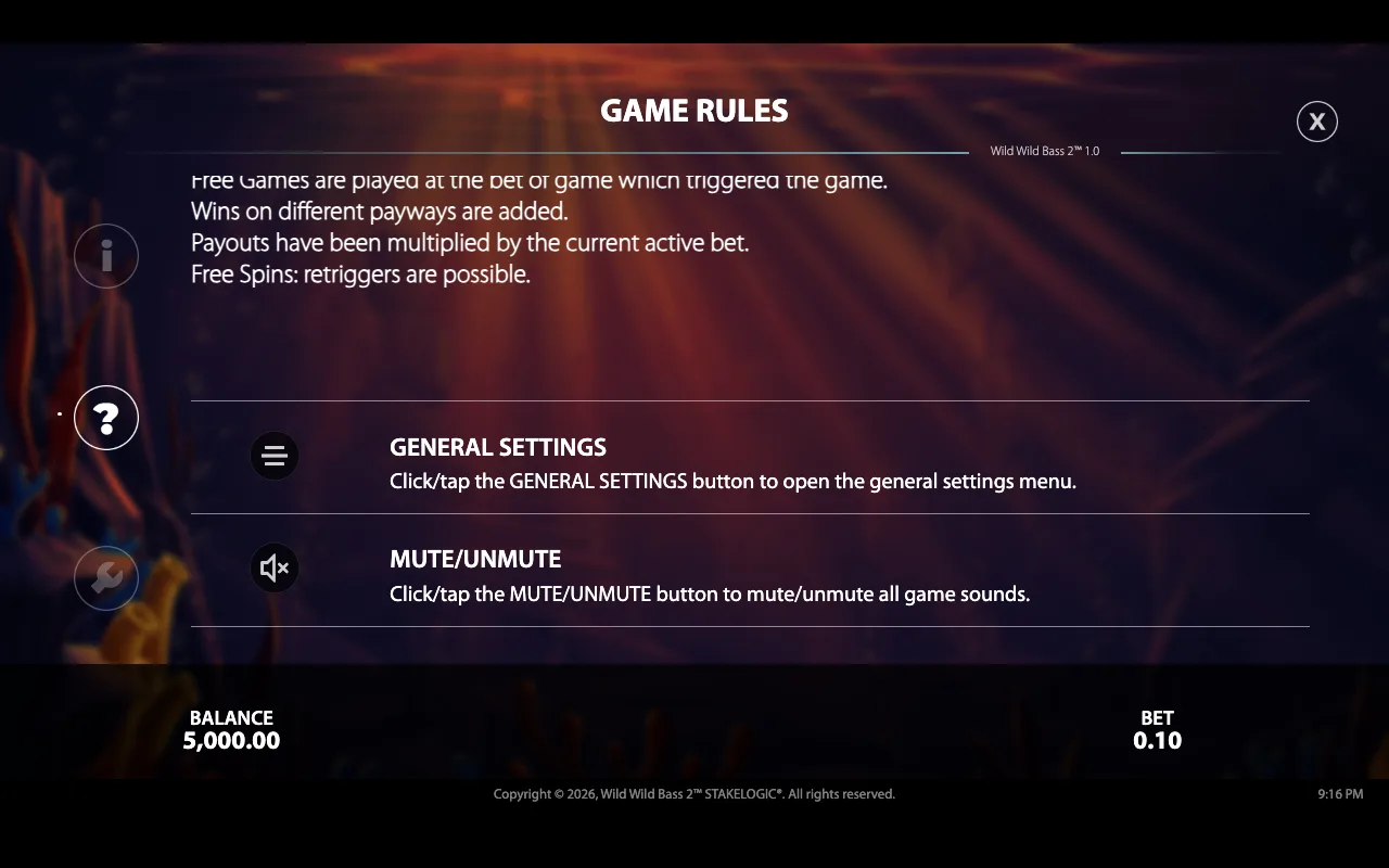 Game rules — Wild Wild Bass 2