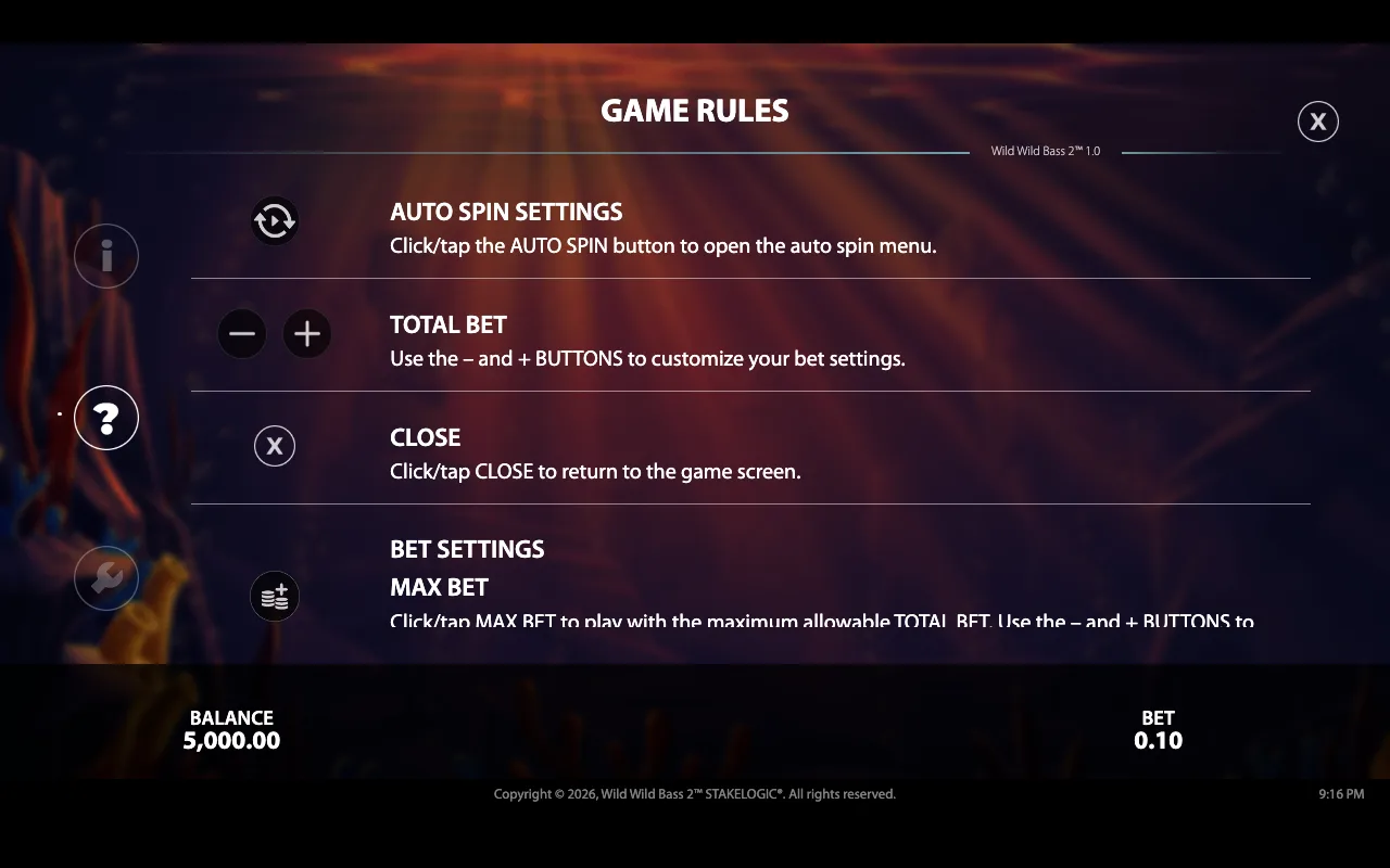 Game rules — Wild Wild Bass 2