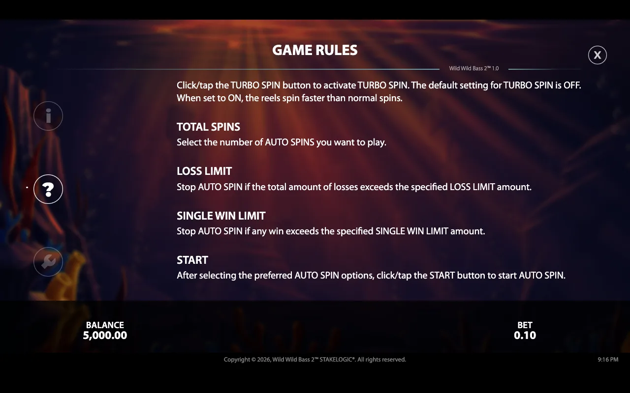 Game rules — Wild Wild Bass 2