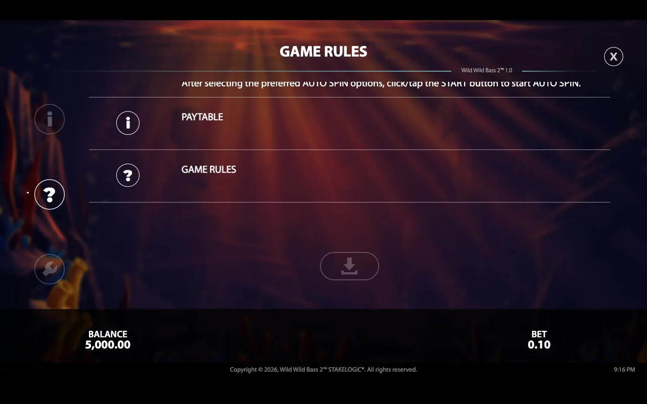 Game rules — Wild Wild Bass 2