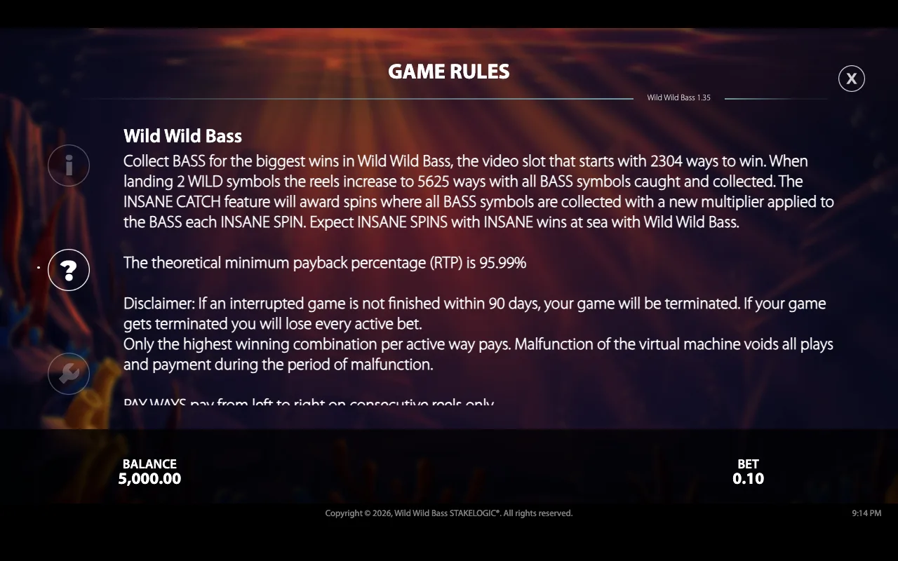 Game rules — Wild Wild Bass