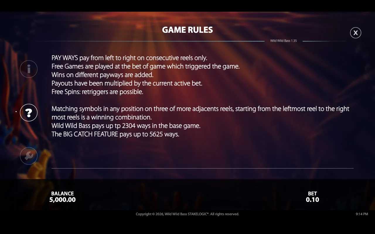Game rules — Wild Wild Bass