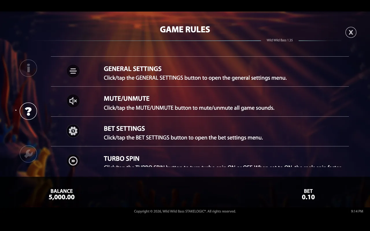 Game rules — Wild Wild Bass